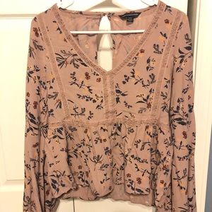 American Eagle Bell Sleeve Floral Top